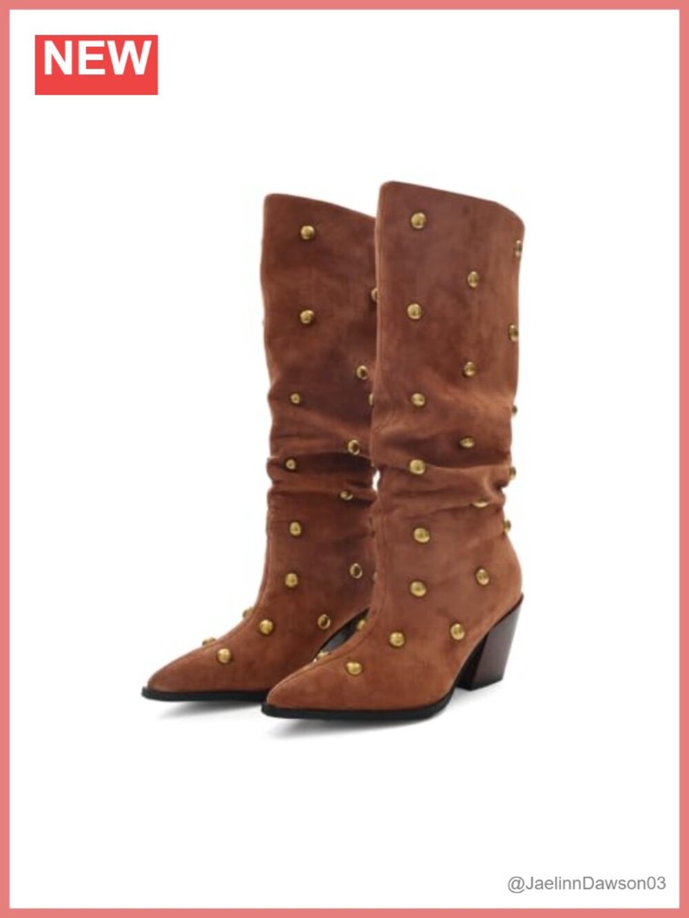 Slouchy Mid Calf Pointed Toe Block Heel Faux Suede Pull On Boots